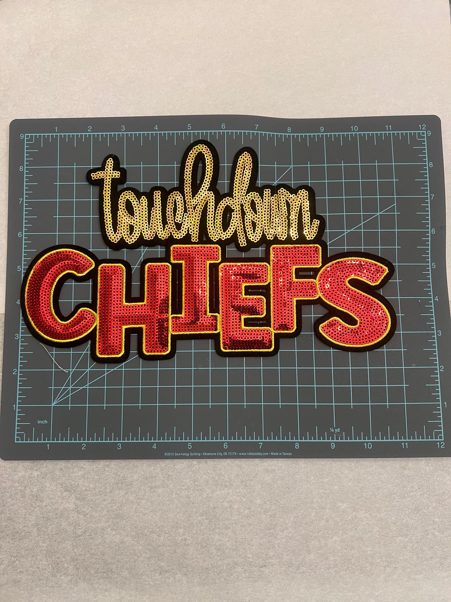 Kansas City Chiefs Touchdown Sequin Patch | Sparkly Football Team Patch