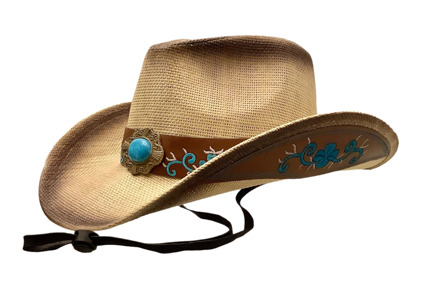 Cowboy hat with turquoise jewels / Chin strap