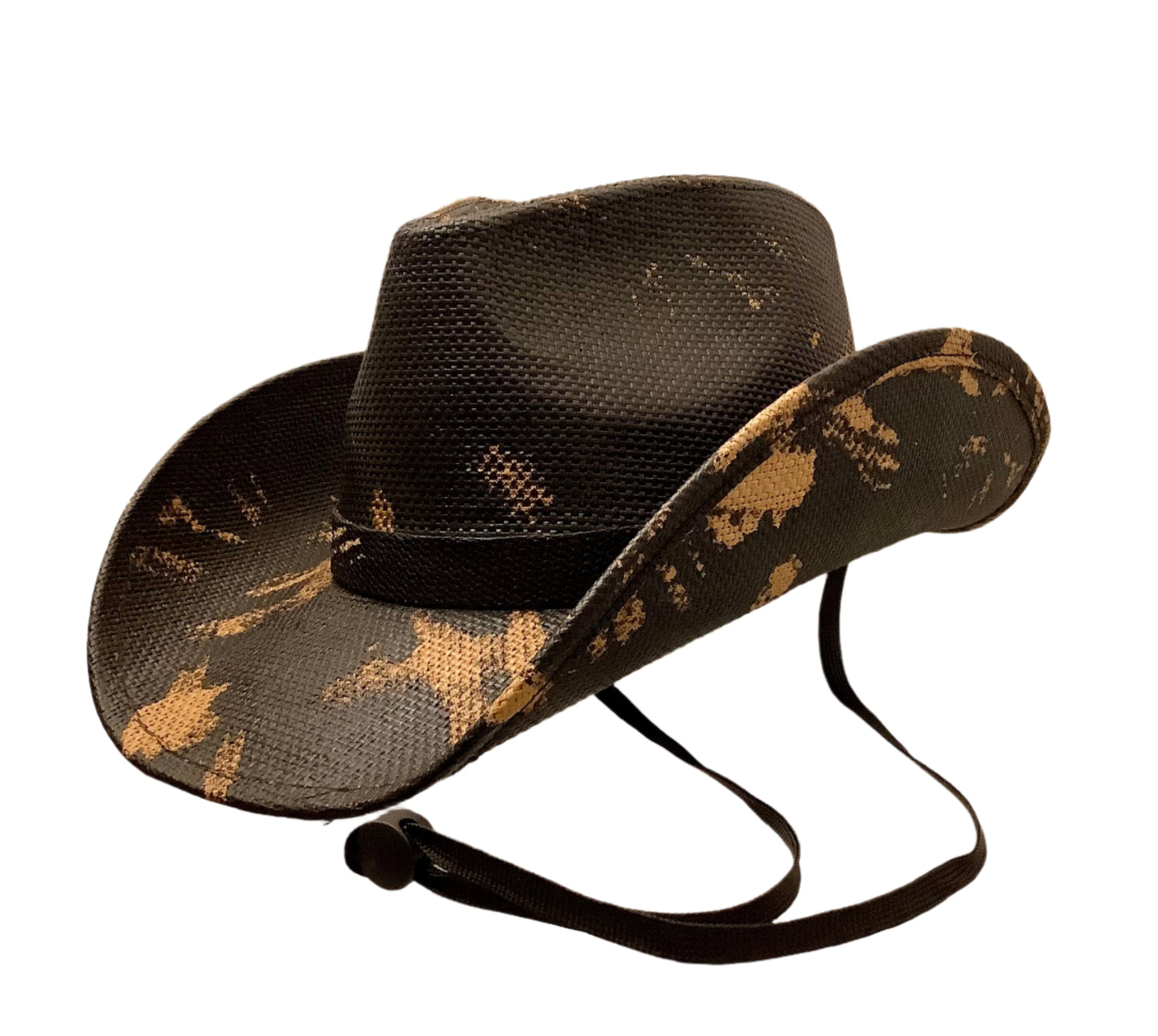 Black rustic cowboy hat / Chin strap