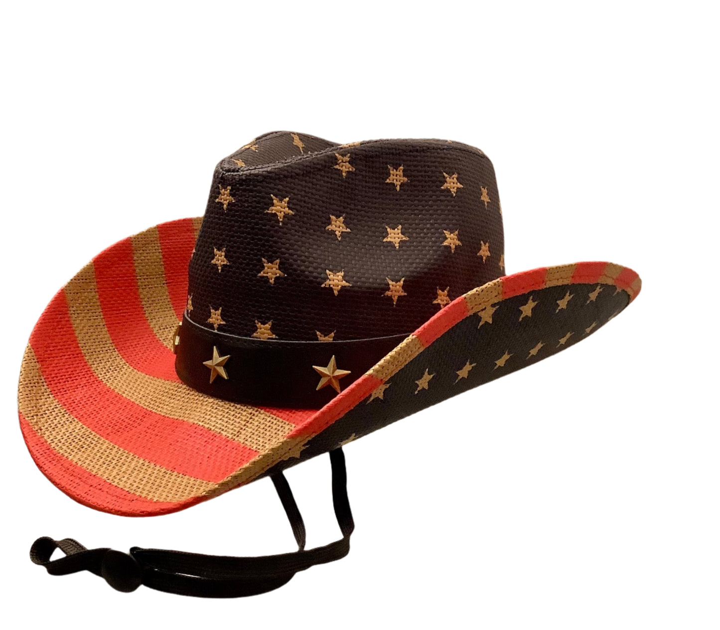 Cowboy Hat / USA American flag Hat / Chin strap