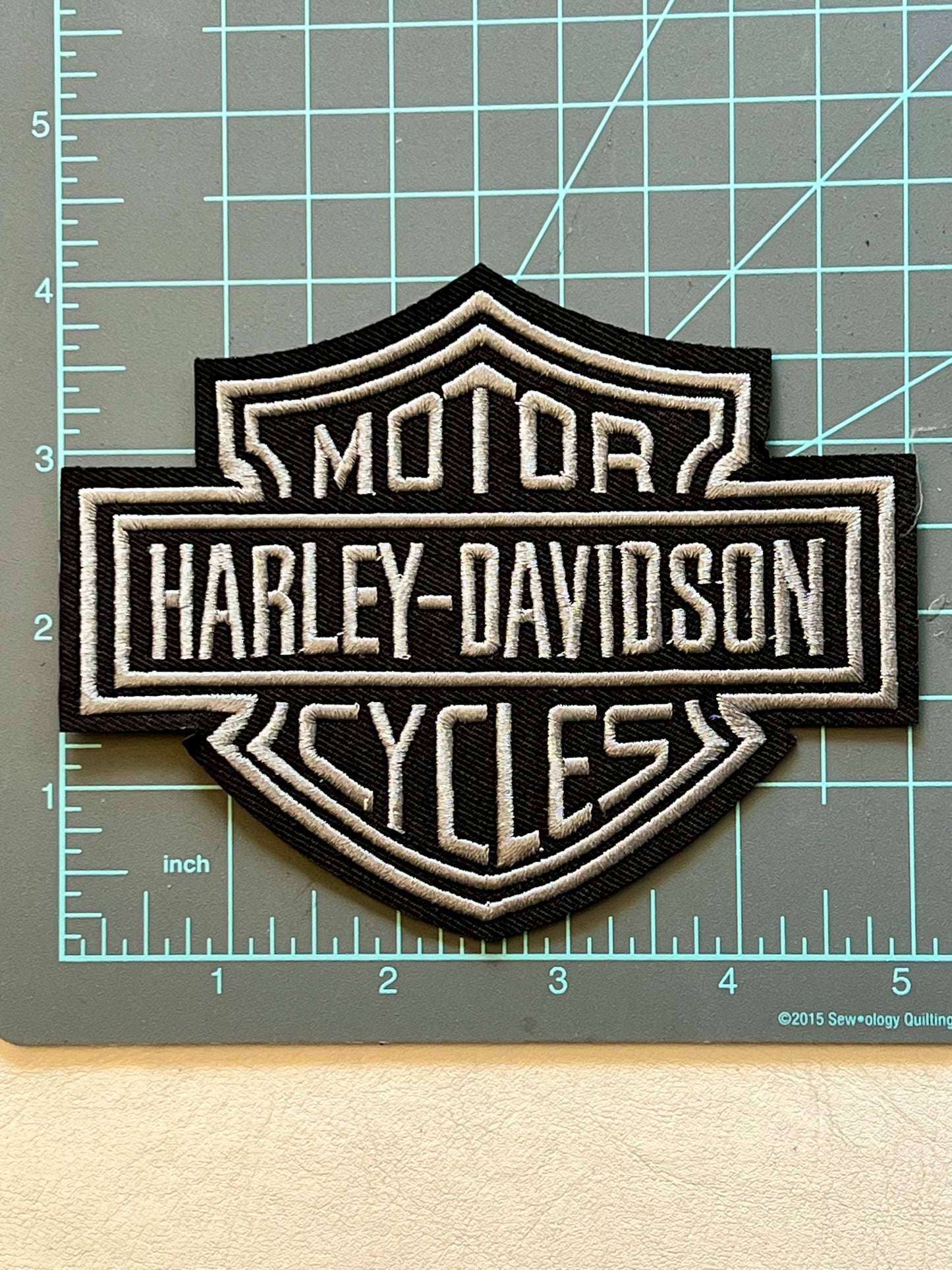 Harley-Davidson Bar & Shield Logo Iron-On Patch -Grey/Black