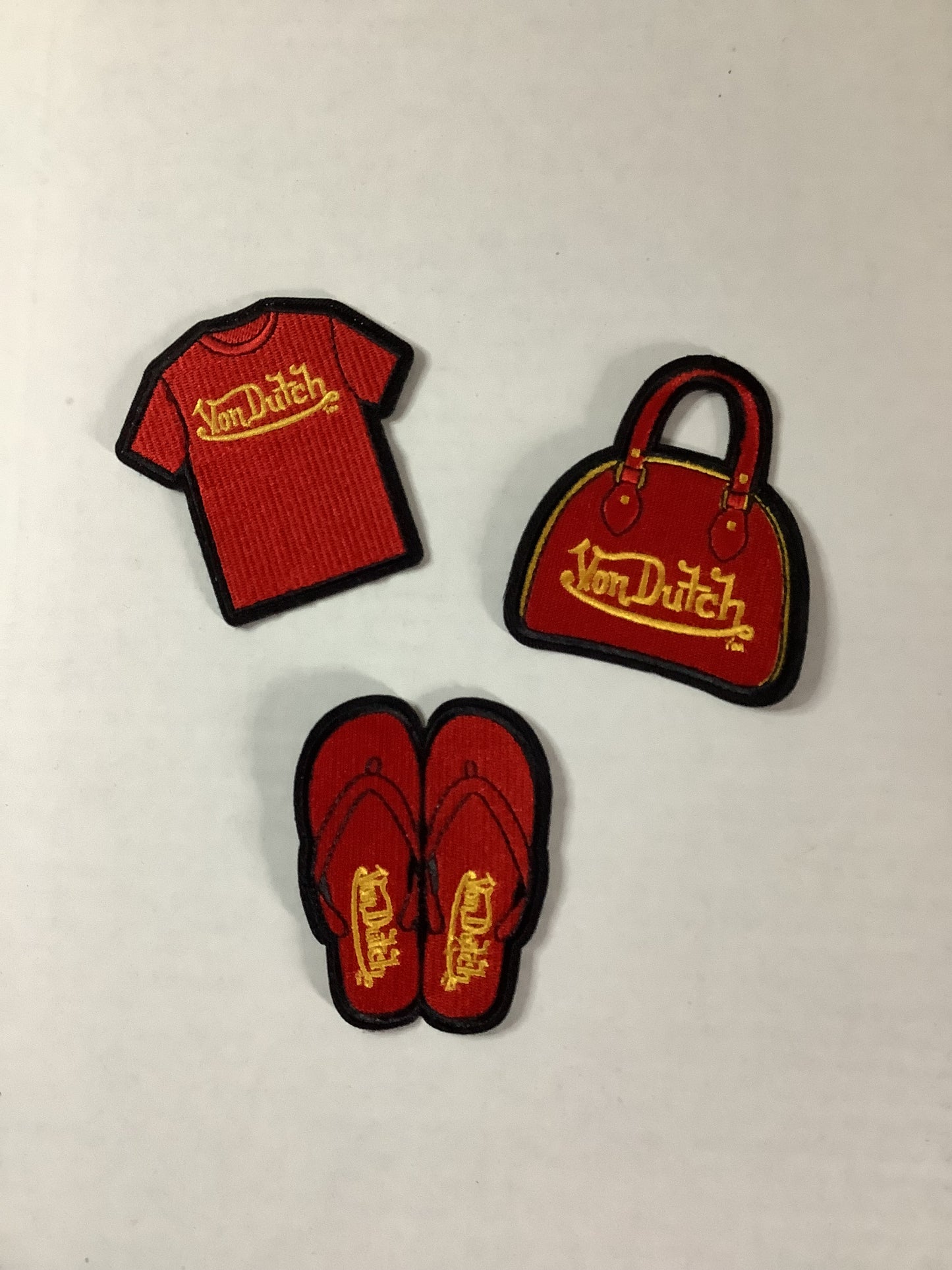 Red Set of Patches / 3 Piece Set / Adhesive / Iron on