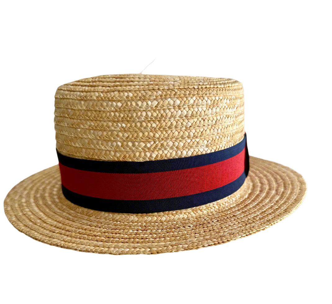 Men flat top hat / Straw hat / Boater hat / Derby hat