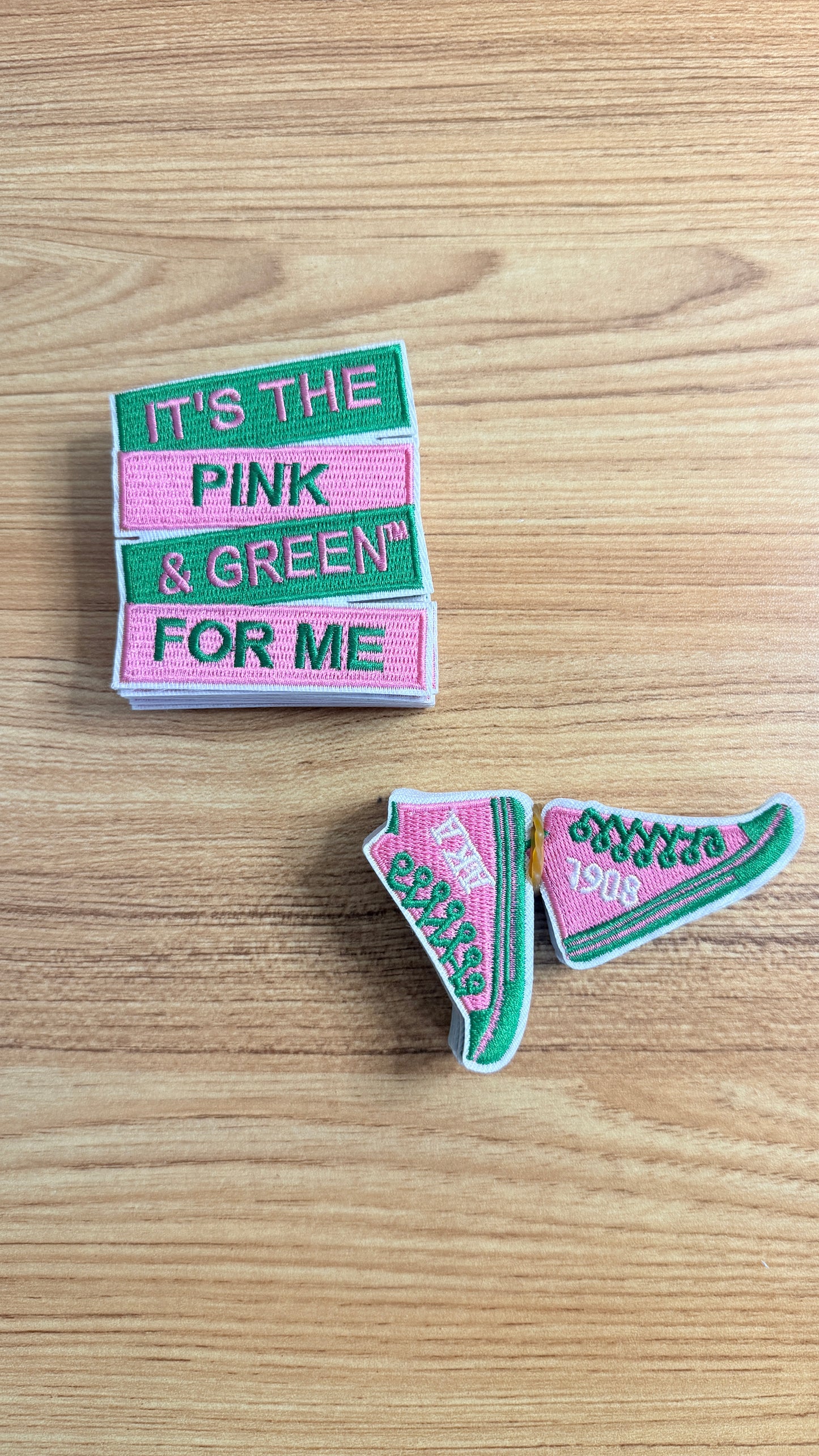AKA Sorority patches / AKA Pink & Green Iron-On Patch Set