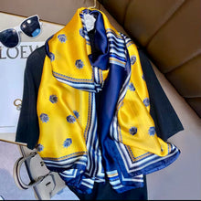 Load image into Gallery viewer, Fashionable Silk Scarf / Yellow and Blue

