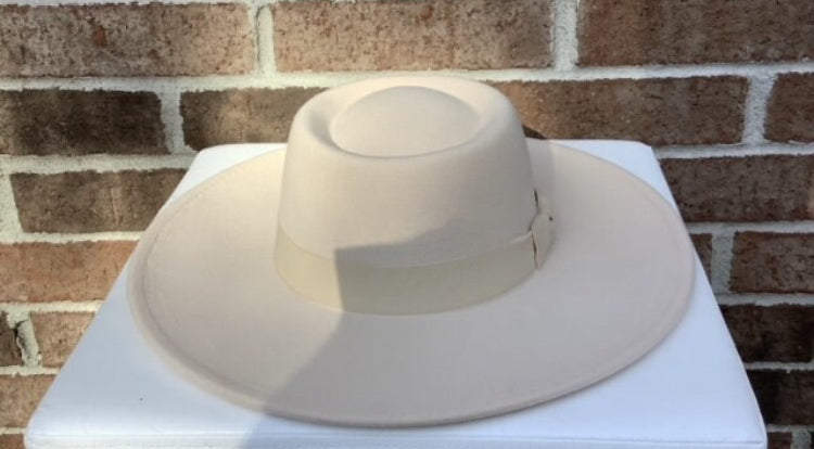 Wide Brim Flat Top Hat