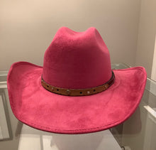 Load image into Gallery viewer, Cowboy hat / Fuchsia / Vegan Suede
