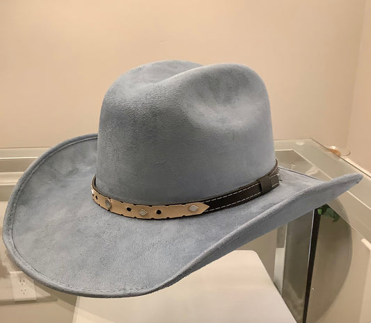 Cowboy Hat / Light Blue / Vegan Suede