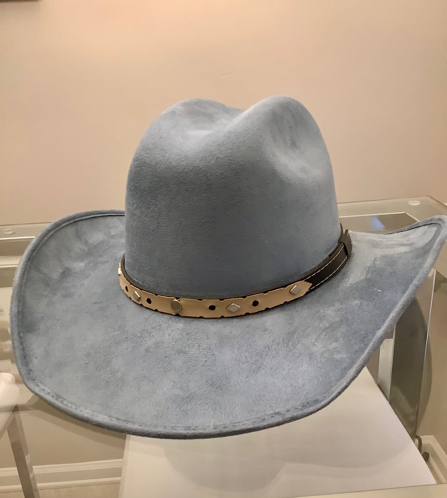 Cowboy Hat / Light Blue / Vegan Suede