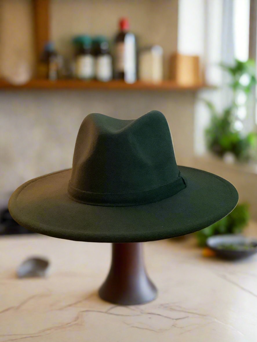 Green hat / hunter green fedora / man hat / woman hat