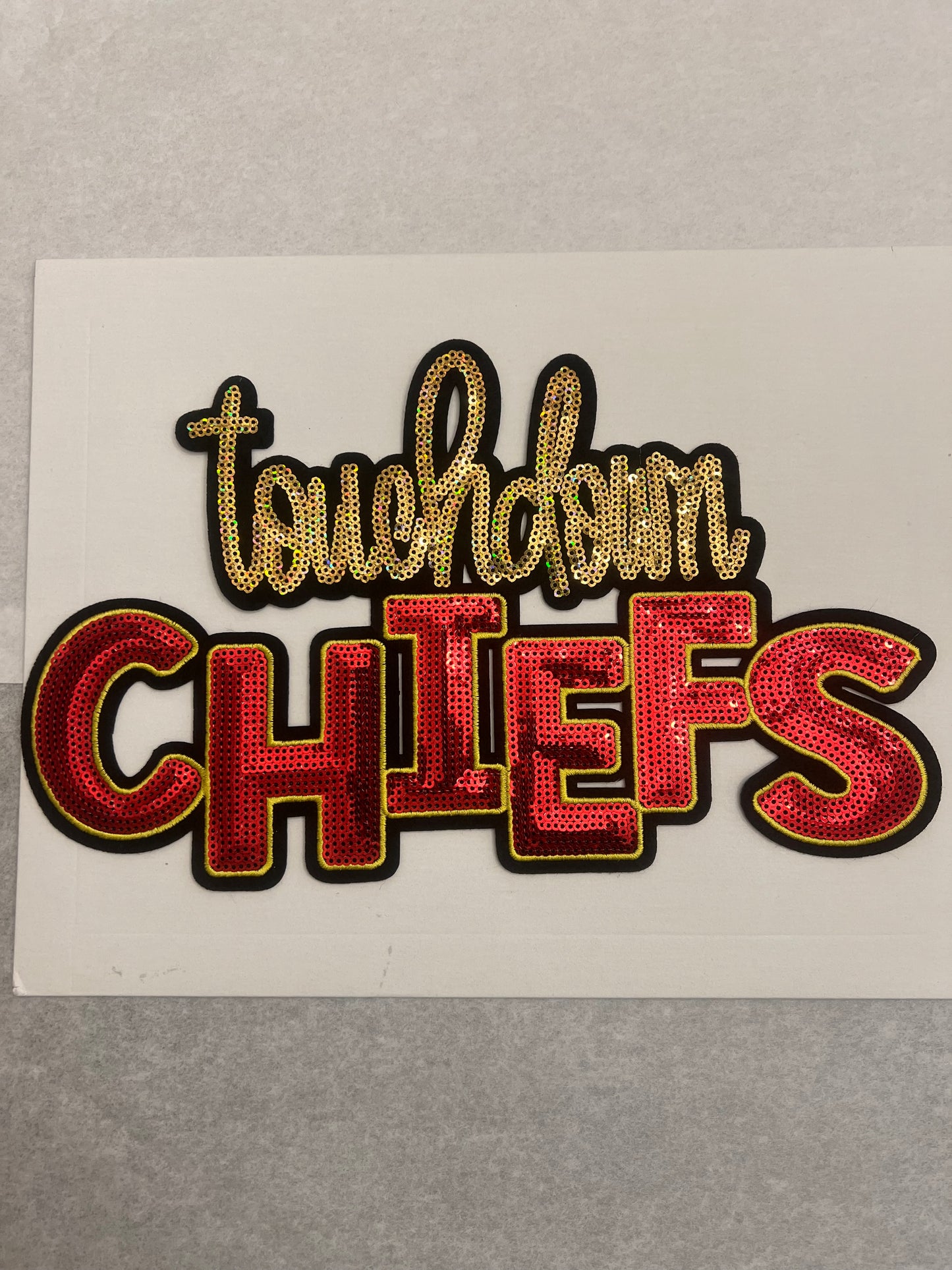 Kansas City Chiefs Touchdown Sequin Patch | Sparkly Football Team Patch