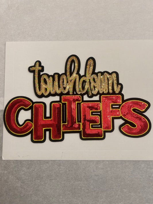 Kansas City Chiefs Touchdown Sequin Patch | Sparkly Football Team Patch