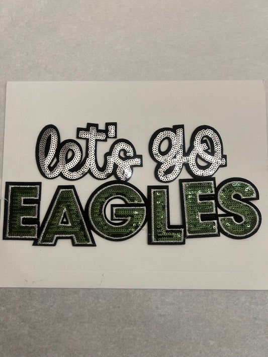 Philadephia Eagles Let's Go Sequin Patch | Glitter Football Team Patch