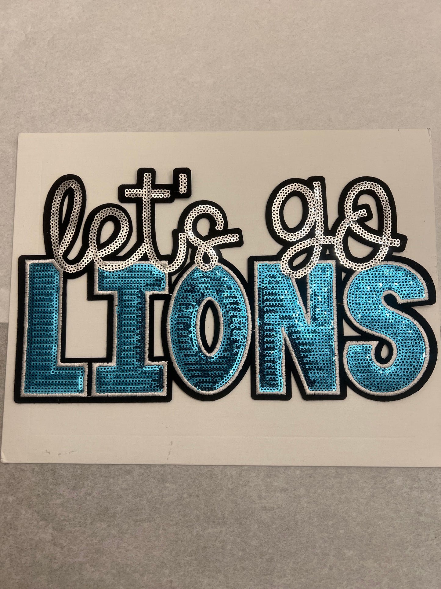Detroit Lions Let's Go Sequin Patch | Glitter Football Team Patch