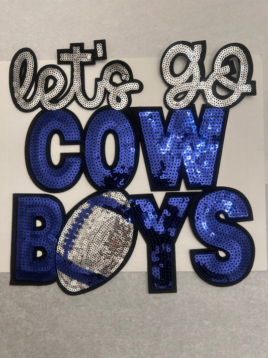 Dallas Cowboys Let's Go Sequin Patch | Glitter Football Team Patch