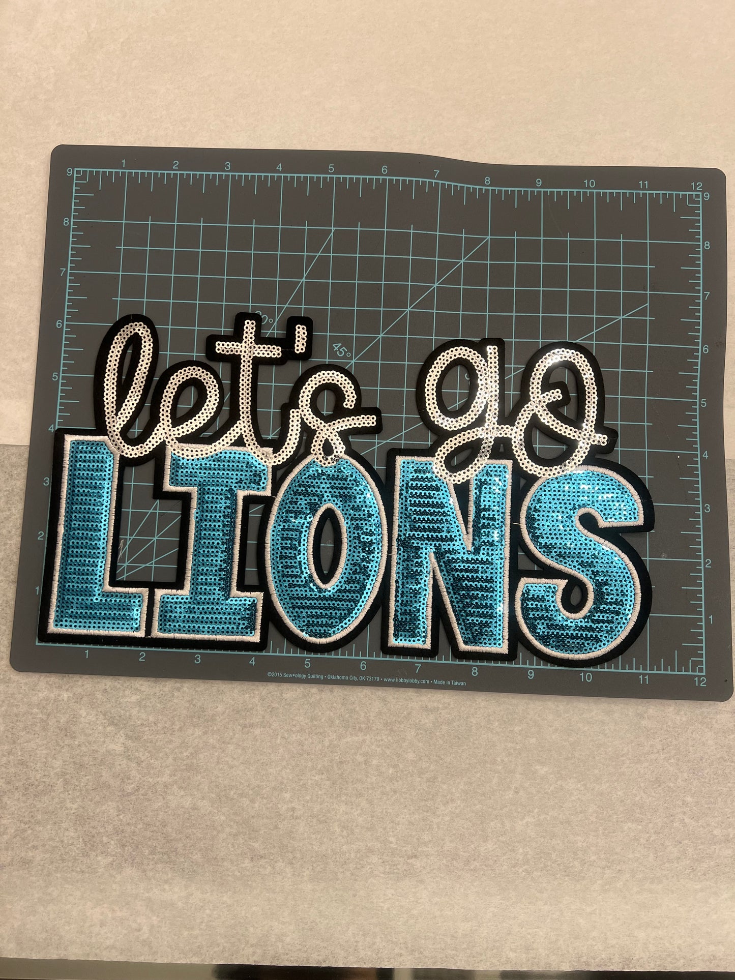 Detroit Lions Let's Go Sequin Patch | Glitter Football Team Patch