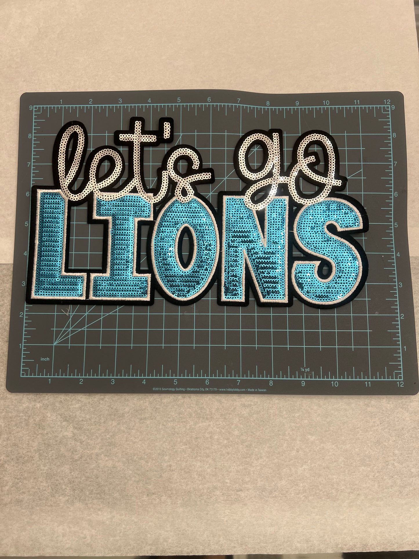Detroit Lions Let's Go Sequin Patch | Glitter Football Team Patch