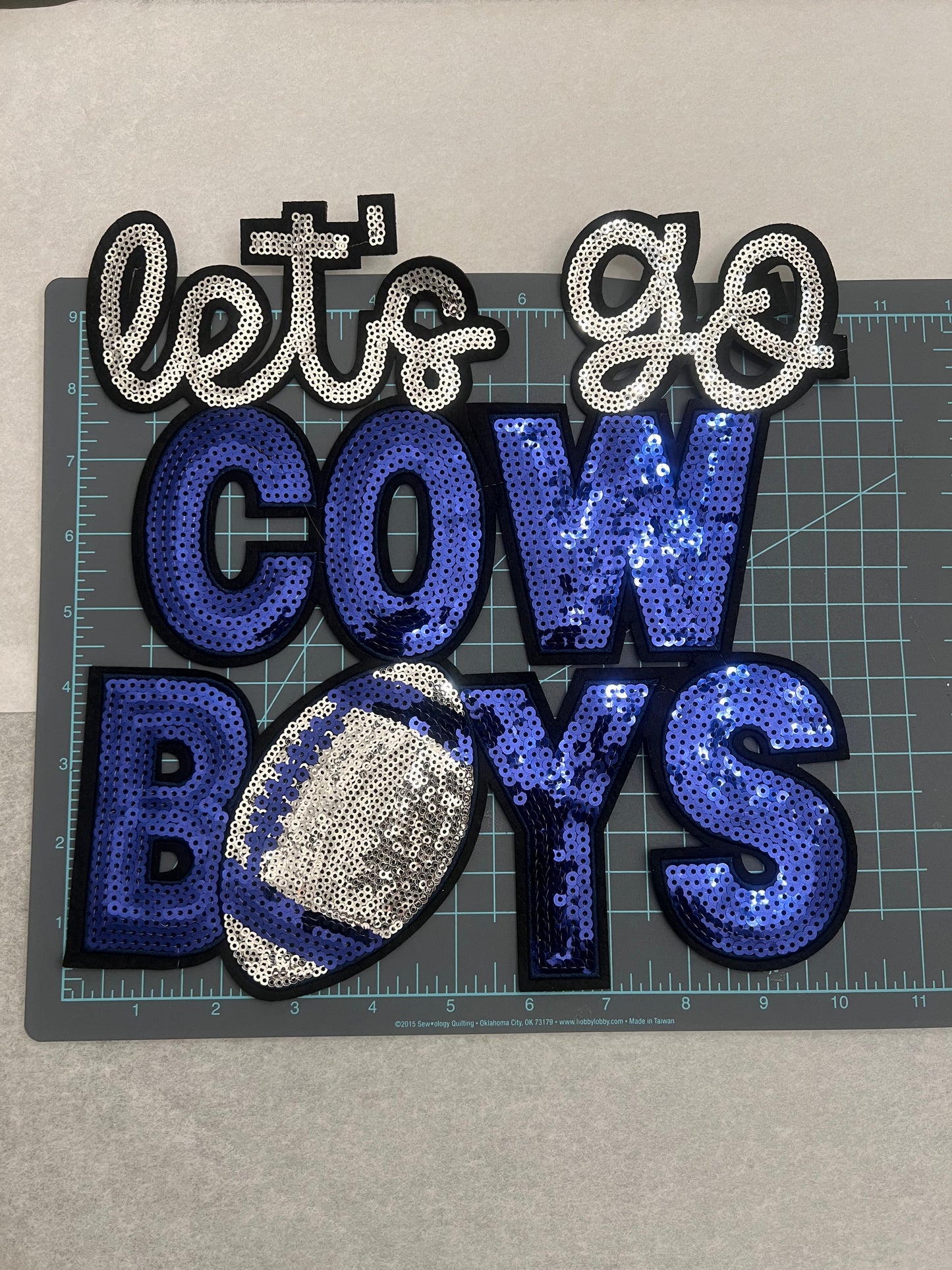 Dallas Cowboys Let's Go Sequin Patch | Glitter Football Team Patch