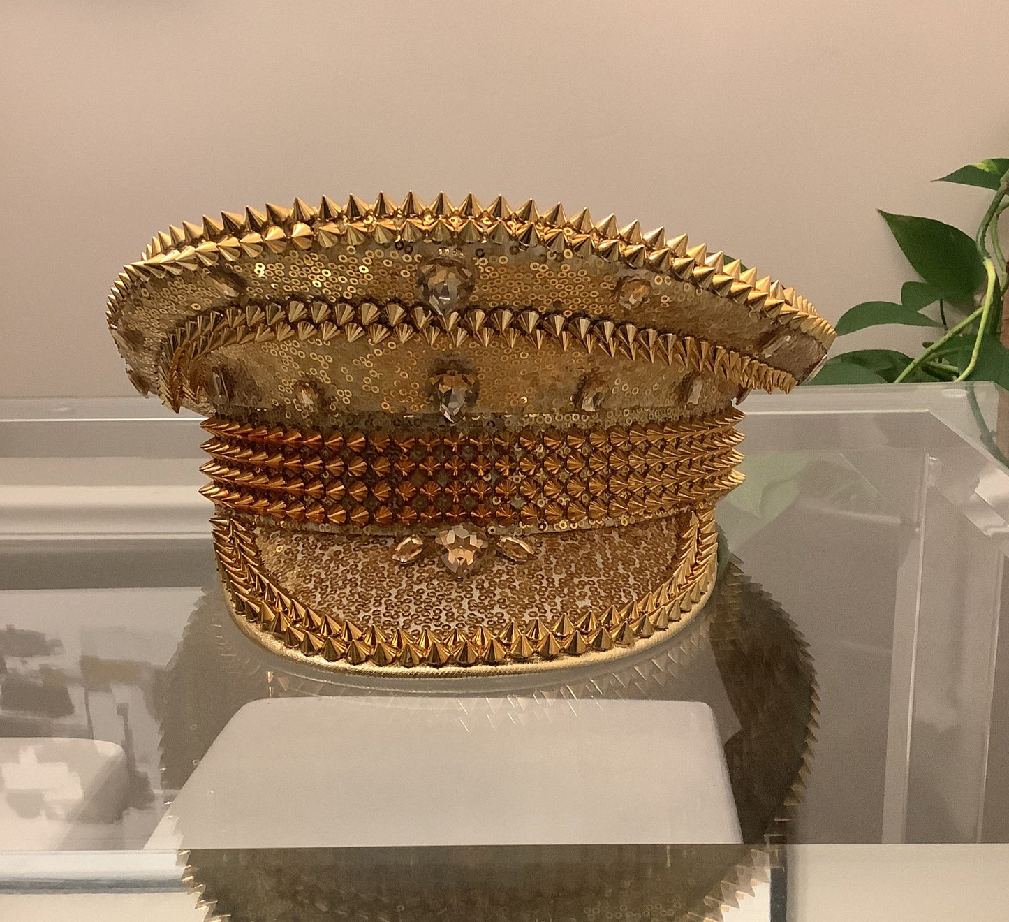 Gold Captain Hat with rhinestones