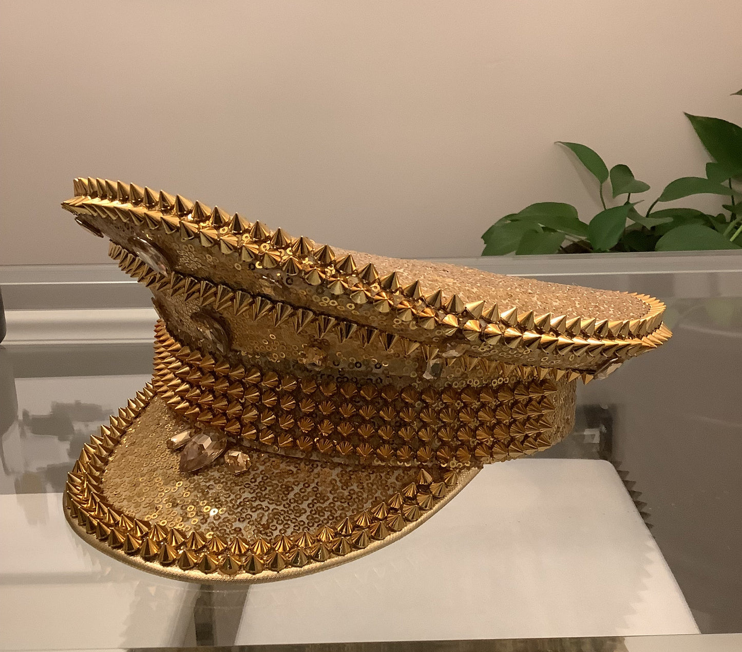 Gold Captain Hat with rhinestones