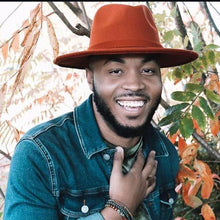 Load image into Gallery viewer, Fedora hat orange / wide brim hat / man hat / women hat / fall hat / winter hat
