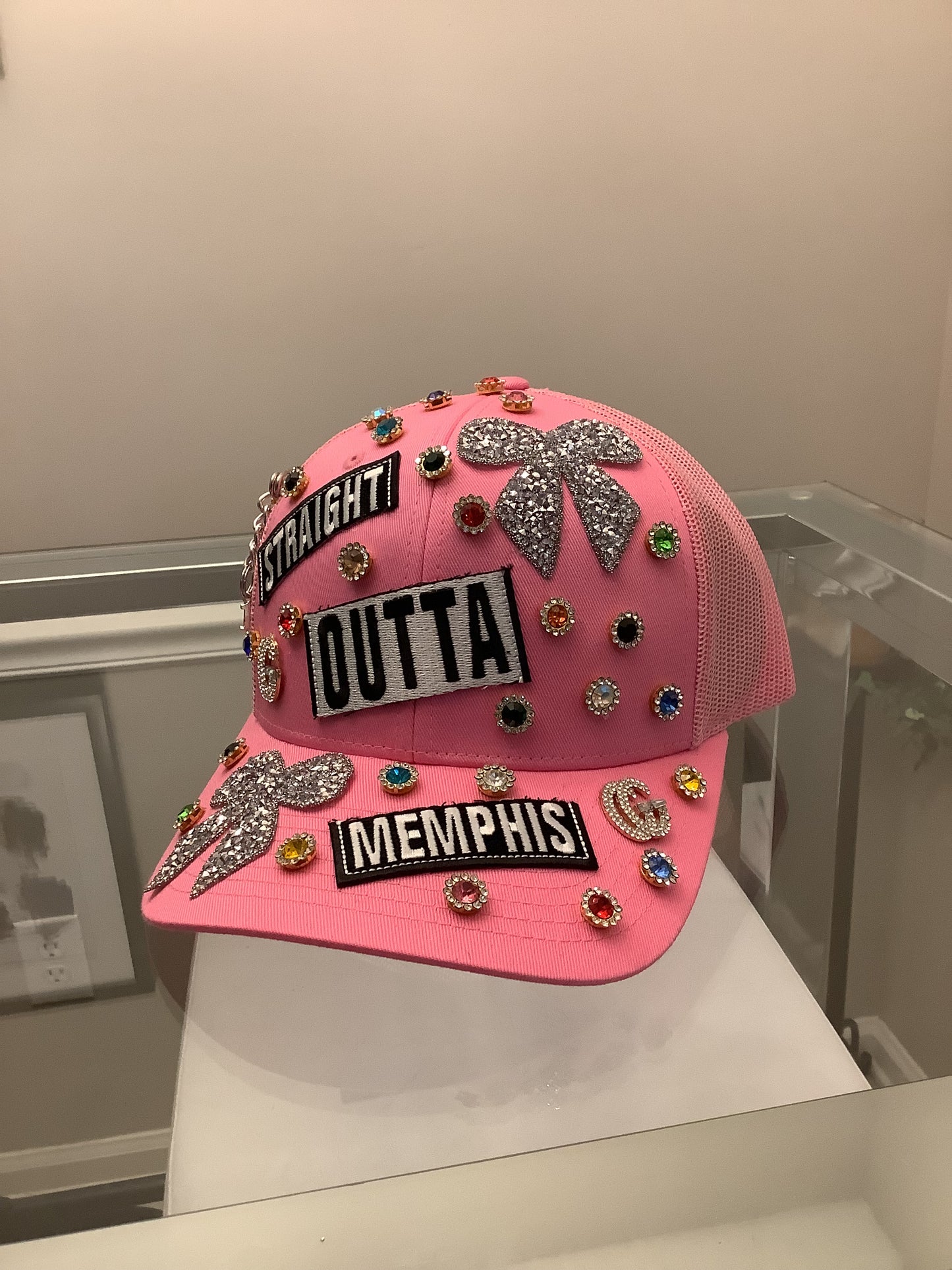 Rhinestone baseball cap / Pink