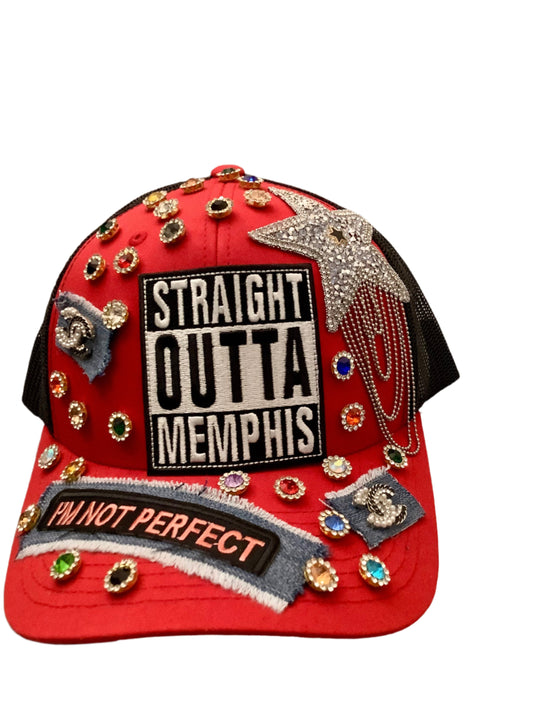 Rhinestone baseball Cap / SnapBack Red