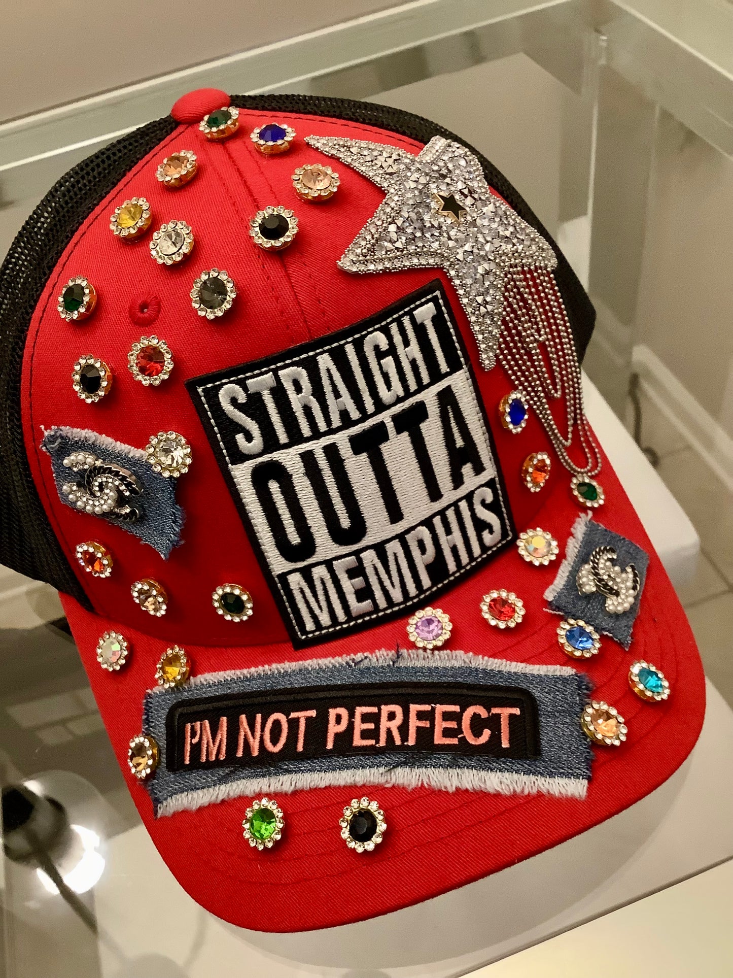 Rhinestone baseball Cap / SnapBack Red