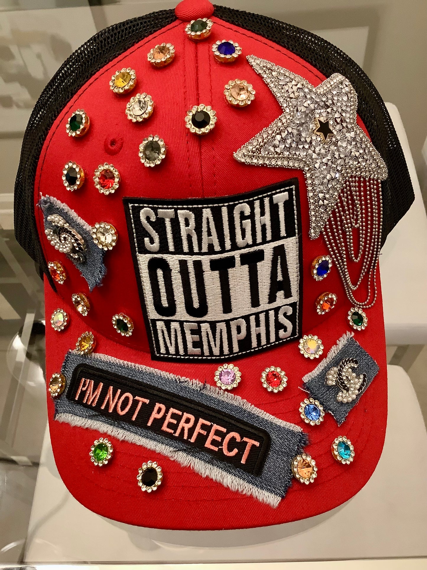 Rhinestone baseball Cap / SnapBack Red