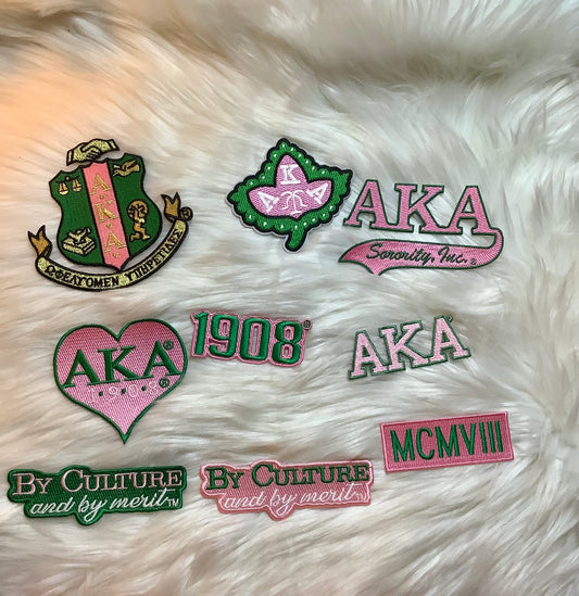 AKA iron on patches /sorority patches / embroidered patches / heat seal / sew on patches