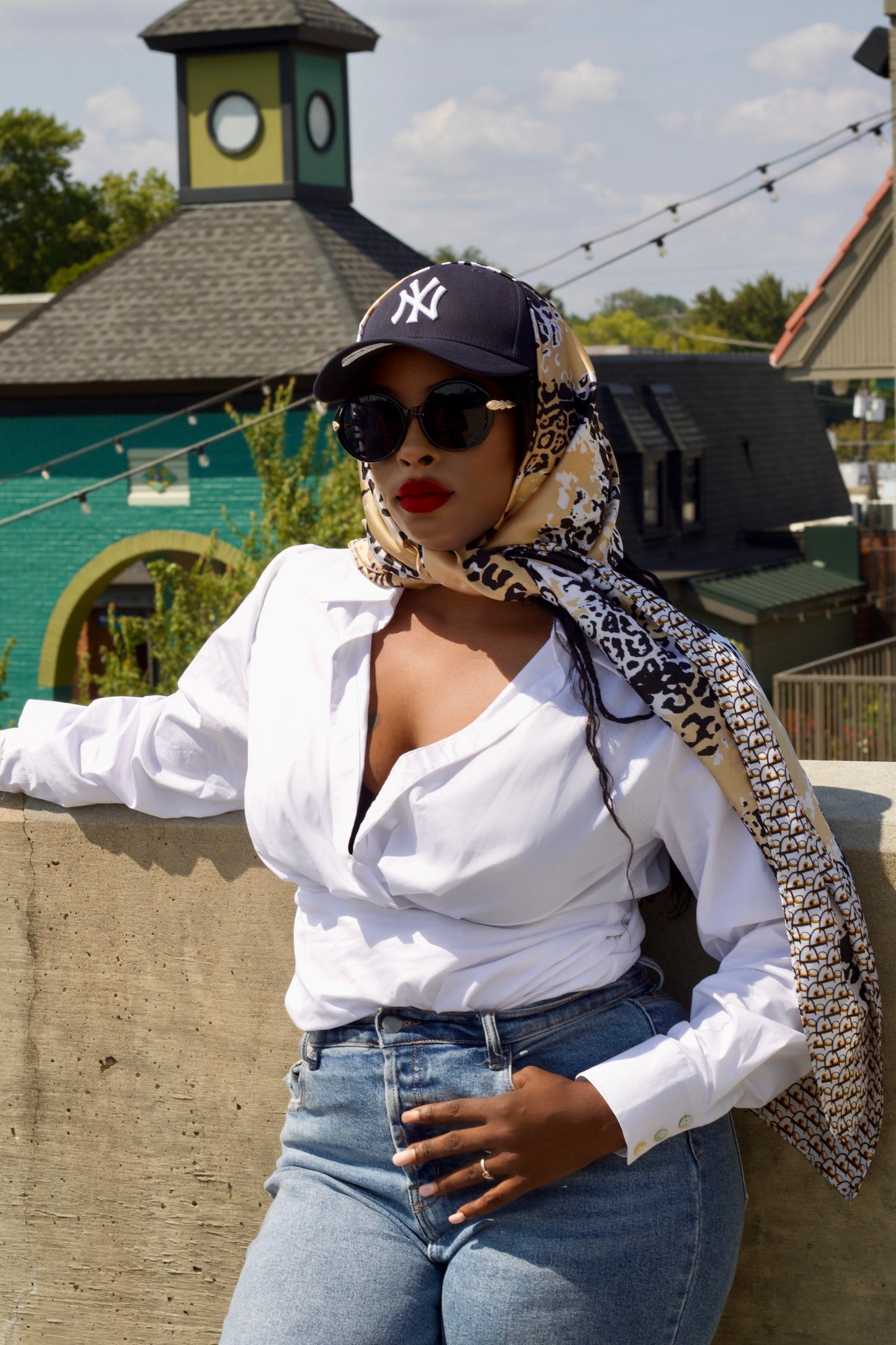 Large Silk Scarf  / Animal Tan