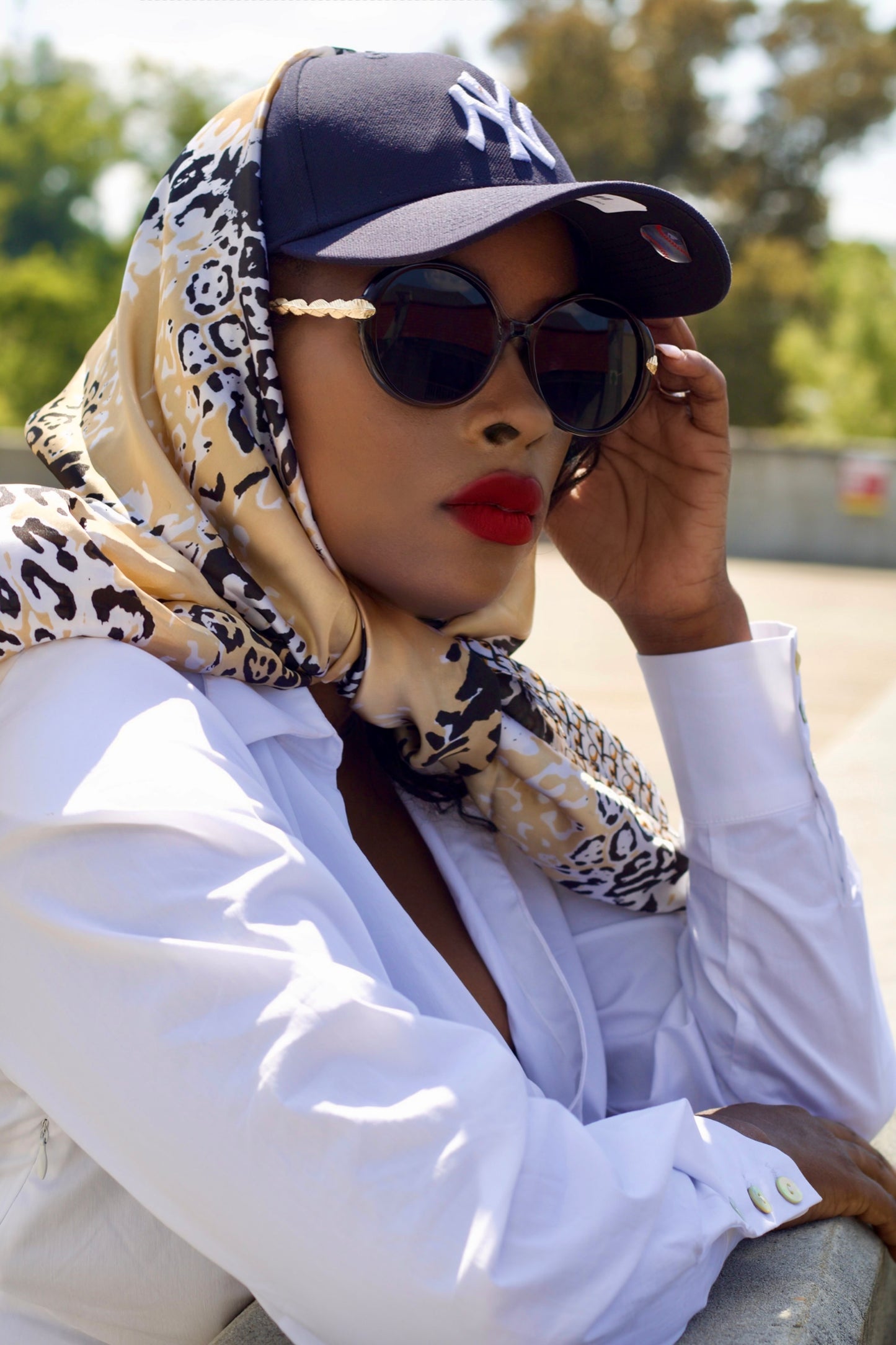 Large Silk Scarf  / Animal Tan