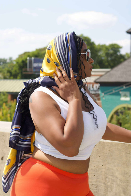 Fashionable Silk Scarf / Yellow and Blue