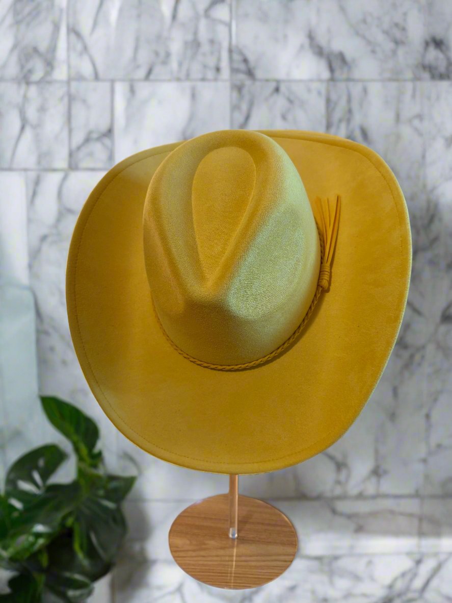 Cowboy hat / Yellow western hat / cowgirl hat / suede material