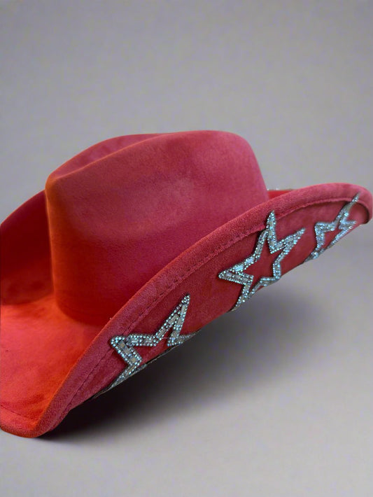 Cowboy hat / Western red hat / western hat with stars