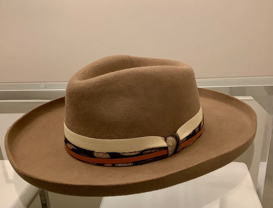 Wool felt pencil brim hat / Taupe Color