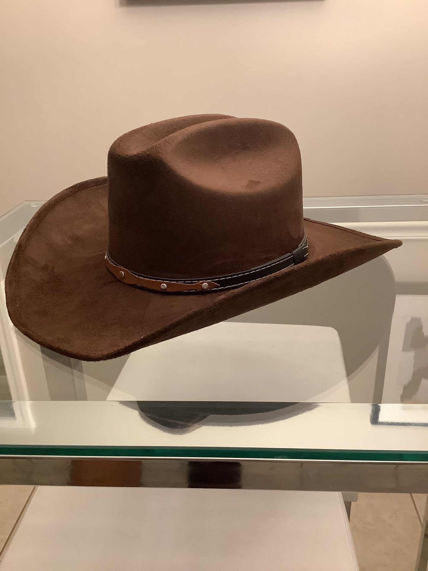 Brown Cowboy hat / Vegan Suede / Chocolate