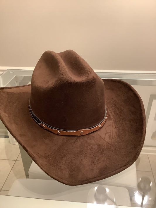 Brown Cowboy hat / Vegan Suede / Chocolate