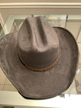 Load image into Gallery viewer, Cowboy hat / Gray / Vegan Suede
