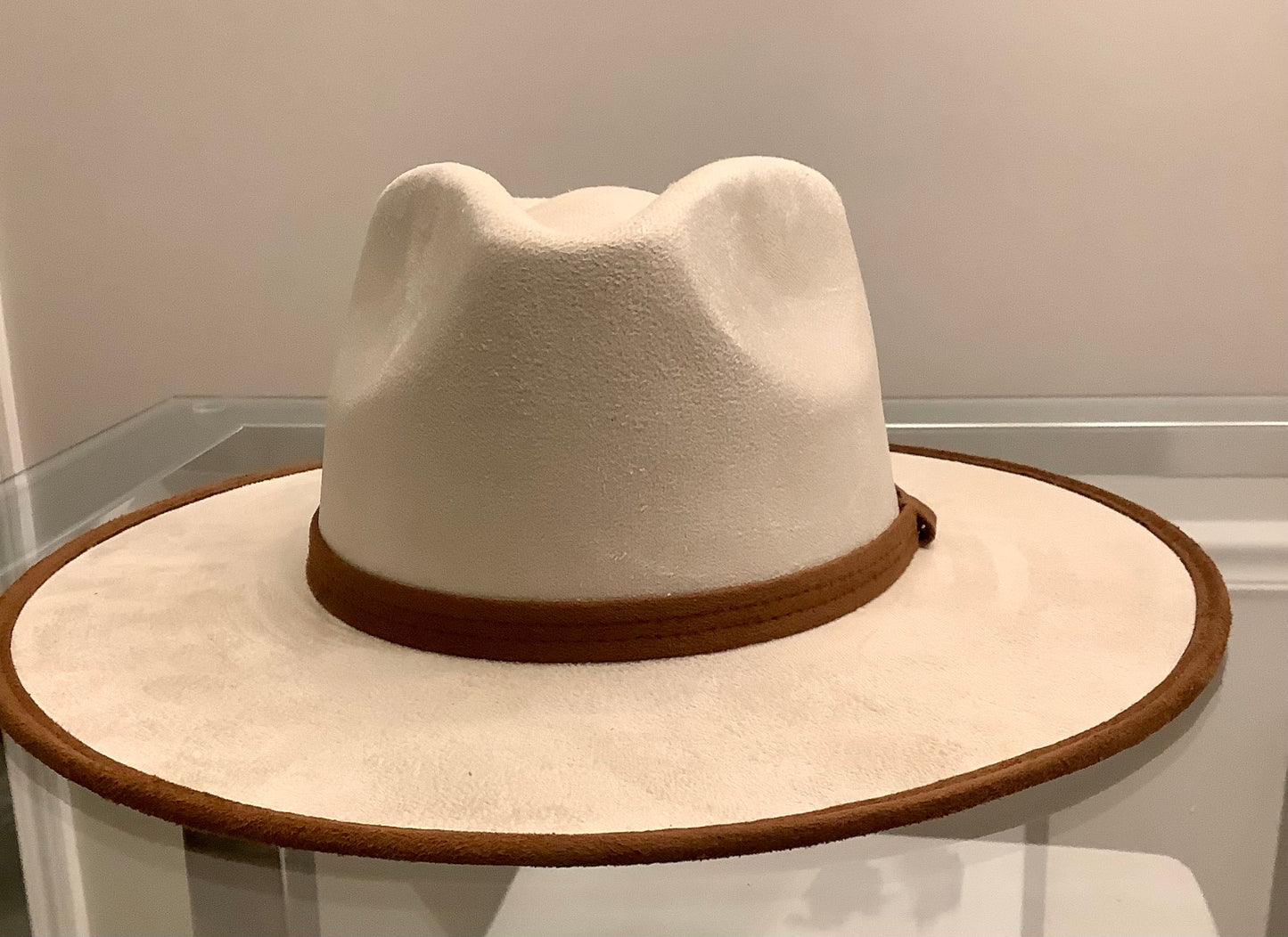 Vegan Suede Rancher / Ivory and Caramel / Stiff Brim