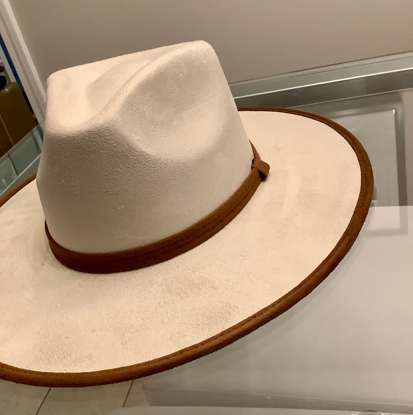 Vegan Suede Rancher / Ivory and Caramel / Stiff Brim