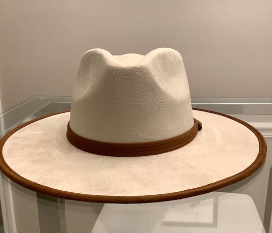 Vegan Suede Rancher / Ivory and Caramel / Stiff Brim