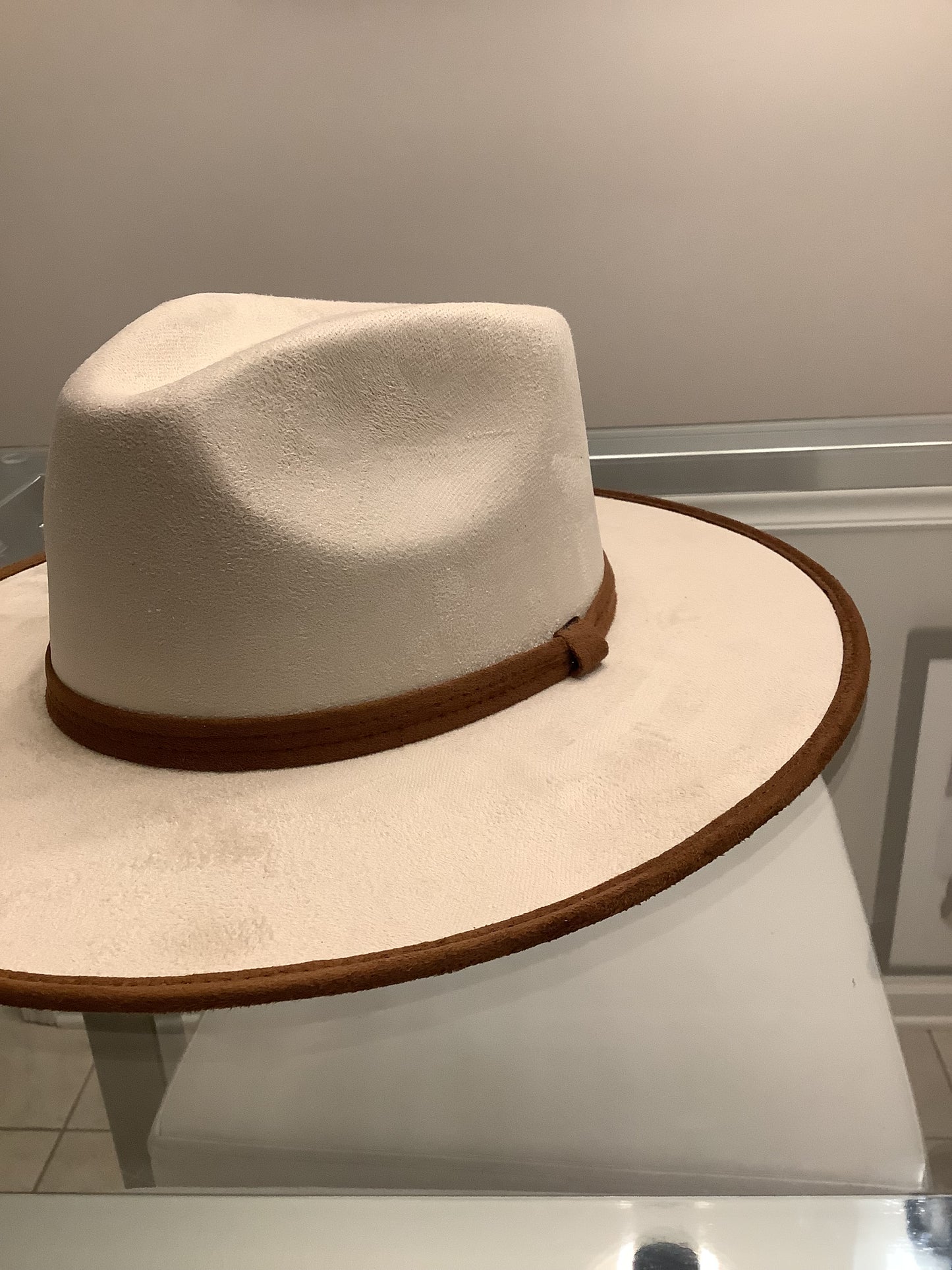 Vegan Suede Rancher / Ivory and Caramel / Stiff Brim