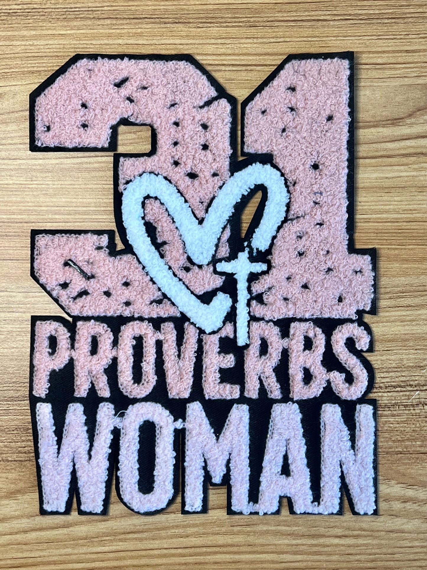 Proverbs 31 Woman Patch / Pink and white