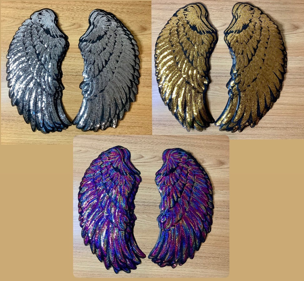 Angel Wings / Pair of Angel Wings / Large Sequin Wings iron on patch