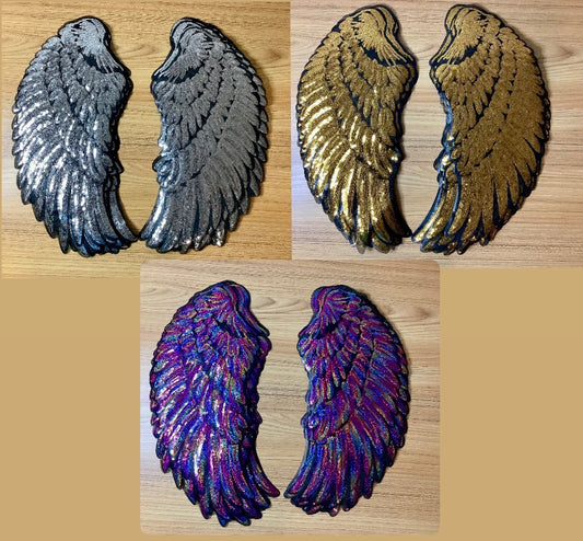 Angel Wings / Pair of Angel Wings / Large Sequin Wings iron on patch