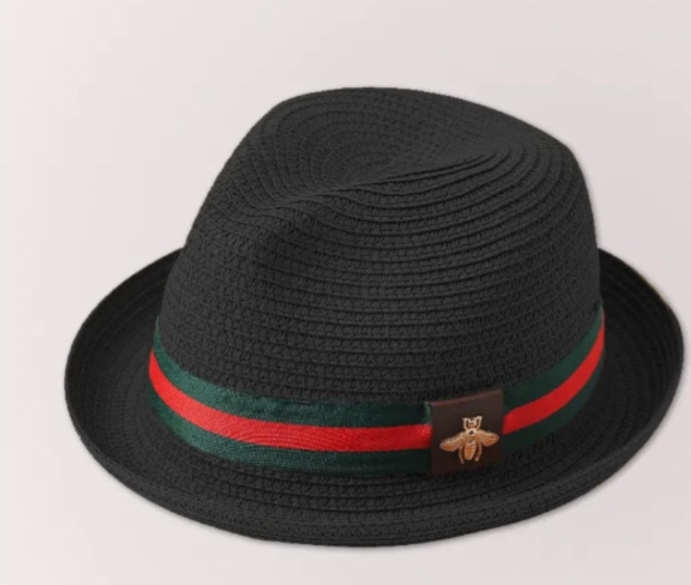 Black Straw Hat with Bee