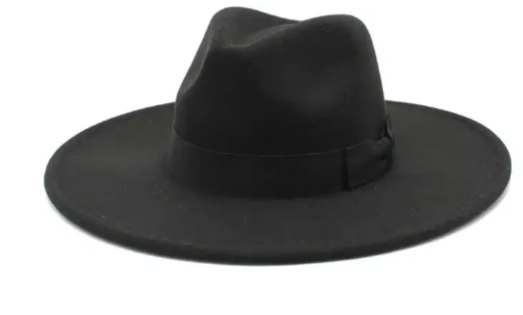 Wide brim black fedora