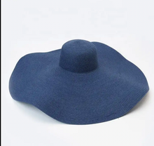 Load image into Gallery viewer, Straw big floppy navy blue hat
