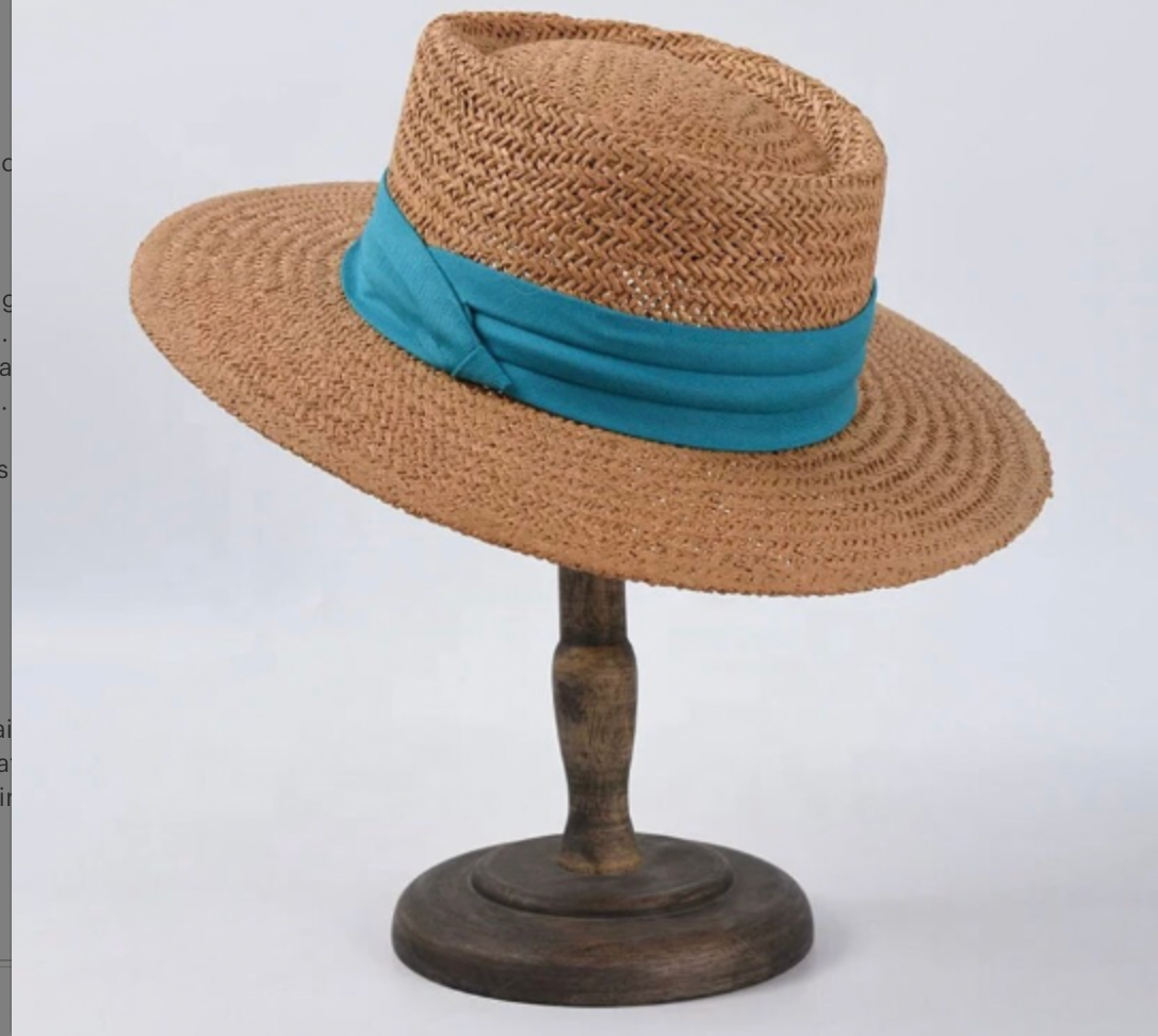 Straw flat top boater hat